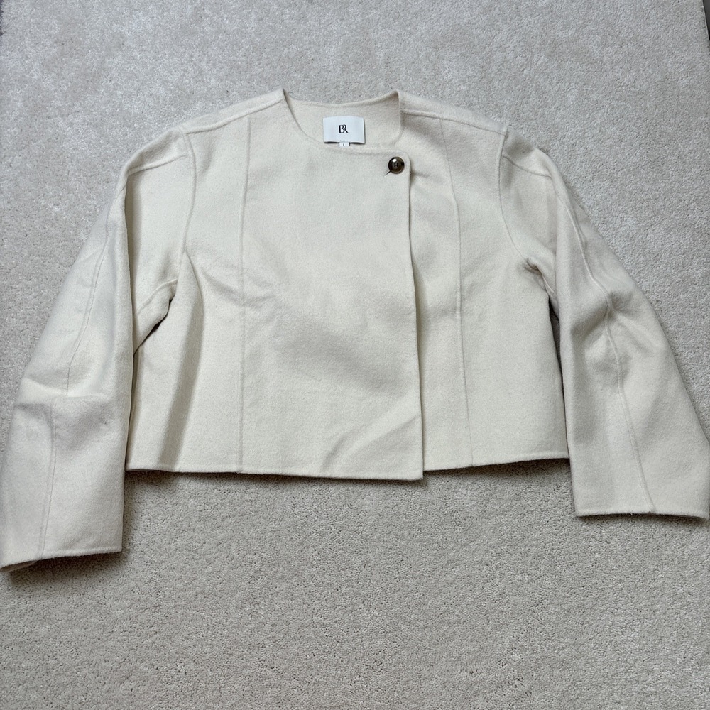 Banana Republic Estero Double Faced Jacket Women's Size Large Cream Quiet Luxury